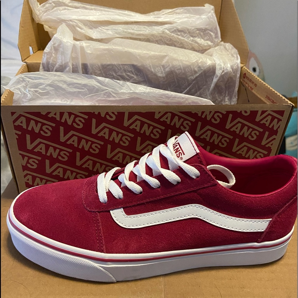 Burgundy Low-Top Suede/Canvas Vans